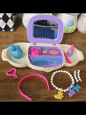 Fisher-Price Kids Pink & Purple Play Vanity Pretend Makeup Set